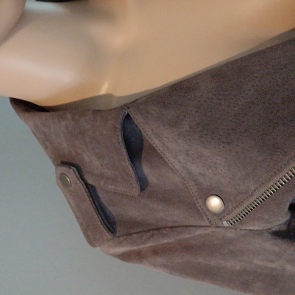 Asos Cloud grey suede biker jacket 0 XS - Picture 7 of 16